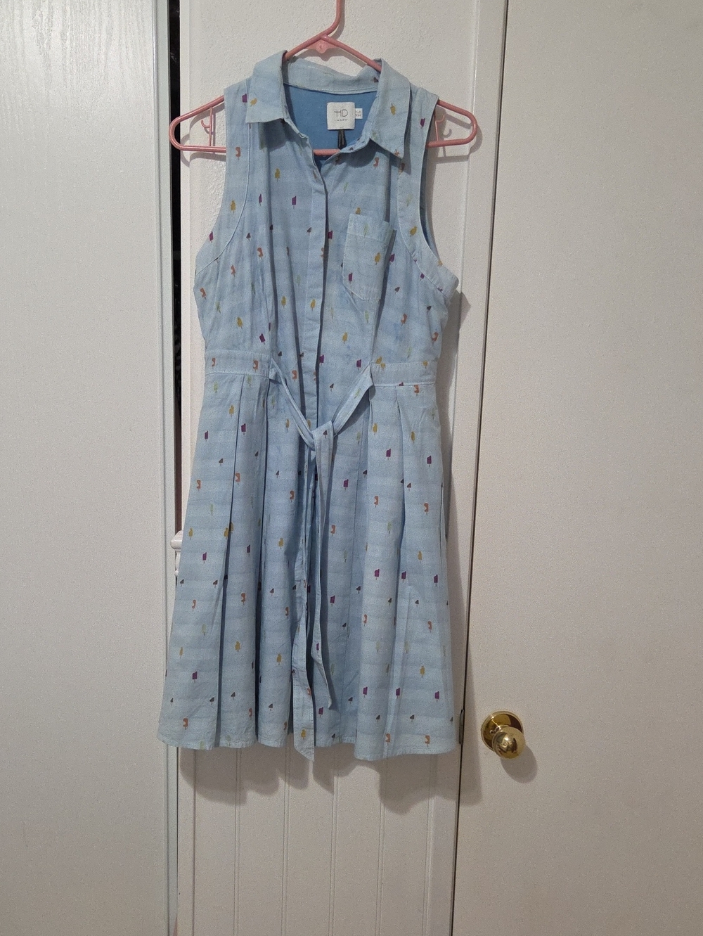 HD in Paris Light Blue Sleeveless Tie-Waist Midi Dress
